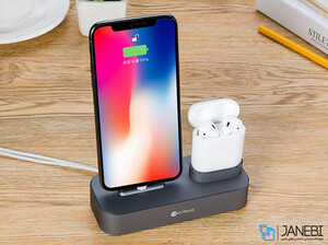 استند شارژ آیفون و ایرپاد Coteetci 2 in 1 Aluminum Charging Base