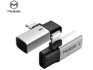 مبدل لایتنینگ به لایتنینگ و خروجی صدا مک دودو MCDODO Dual Lightning Audio Adapter CA-618 دارای بدنه فلزی