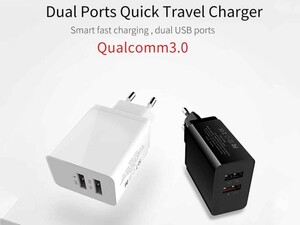 شارژر دیواری 18 وات فست شارژ دو پورت مک دودو MCDODO Dual Port Wall Charger 18W CH-513 با قابلیت شارژ سریع QC3.0