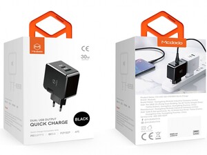 شارژر دیواری 30 وات دو پورت مک دودو MCDODO Dual Quick Charge 30W CH-692