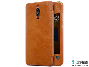 پشت و روی قهوه ای کیف چرمی نیلکین هواوی HUAWEI Mate 9 Pro Qin Leather Case