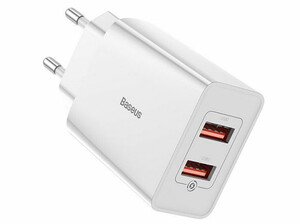 شارژر دیواری سریع دو پورت بیسوس Baseus Dual USB Speed Mini Charger