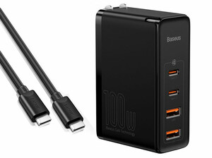 شارژر دیواری سریع چهار پورت و کابل تایپ سی بیسوس Baseus GaN2 Pro Quick Charger 2U+2C 100W