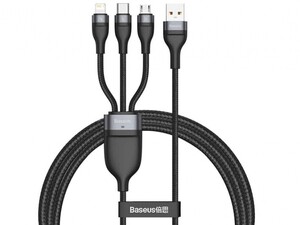 کابل شارژ سریع سه سر 1.2 متری بیسوس Baseus One For Three Fast Charging Data Cable USB to M+L+C 66W 1.2M CA1T3-G1