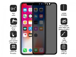 محافظ صفحه نمایش بوف مدل 5D Privacy مناسب برای گوشی موبایل آیفون X