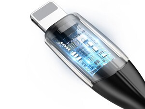 کابل شارژ و انتقال دیتای نیم متری لایتنینگ بیسوس Baseus Horizontal Data Cable Lightning 50cm دارای تراشه کنترل جریان