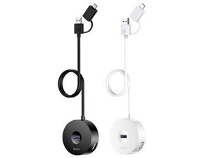 هاب یو اس بی و تایپ سی با کابل بلند بیسوس Baseus CAHUB-GA02 Round Box Hub USB Adapter Type-C+USB