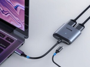 هاب تبدیل تایپ سی به اچ دی ام آی بیسوس Baseus Enjoy USB-C Hub USB-C to HDMI x2   PD پشتیبانی از شارژ سریع 60 واتی