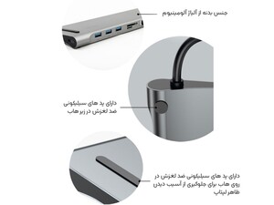 هاب آداپتور تایپ سی چند درگاهی 10 در 1 بیسوس BASEUS Type C Notebook Hub Adapter 10 in 1 Multiport  دارای کیفیت ساخت بالا