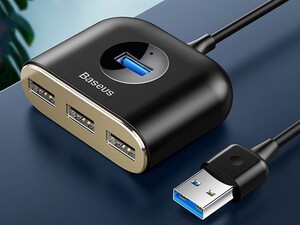 هاب یو اس بی بیسوس BASEUS SQUARE ROUND 4 in 1 USB HUB Adapter