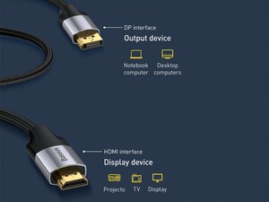 کابل مبدل دیسپلی پورت به اچ دی ام آی Baseus Displayport to HDMI Cable 1m