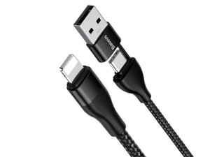 کابل شارژ و انتقال داده دوسر بیسوس Baseus 2in1  Dual Output Cable USB+Type-C to iP 18W