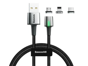 کابل آهنربایی سه سر بیسوس Baseus Zinc magnetic Cable Kit 2m