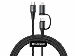 کابل دو سر تایپ سی و لایتنینگ بیسوس Baseus Twin 2in1 60W Computer Charging Cable 1m
