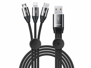 کابل شارژ سه سر بیسوس Baseus CAMLT-FX01 Car Co-sharing Cable 1m