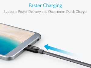 کابل تبدیل USB-C به USB-C 2.0 انکر مدل A8187 PowerLine Plus به طول 0.9 متر