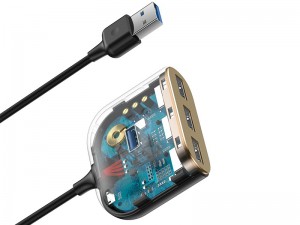 هاب و شارژر 4 پورت بیسوس مدل Square Round 4 IN 1 USB Hub Adapter