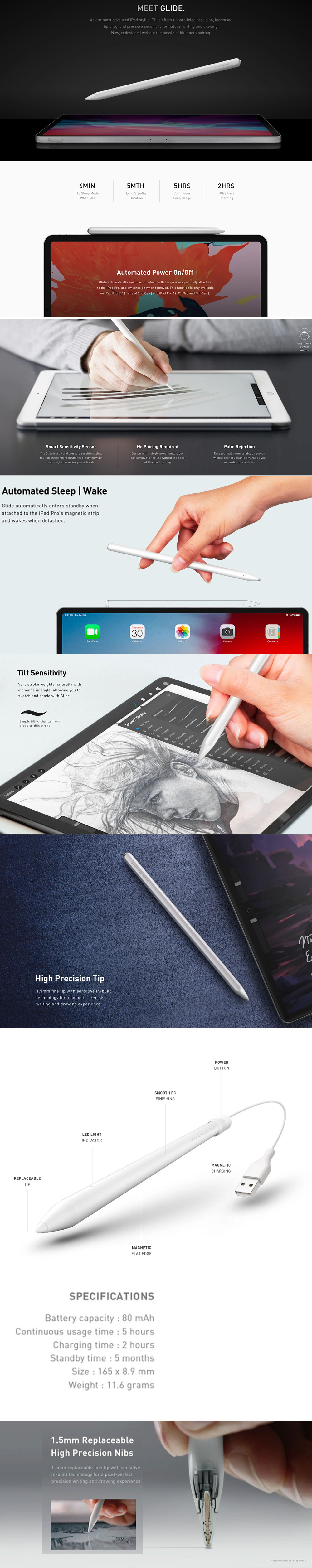 قلم لمسی هوشمند آیپد Glide Magnetic Stylus Pencil For iPad