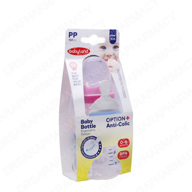 شیشه شیر بیبی لند کد 306 مناسب 0 تا 6 ماه 150 میلی لیتر
