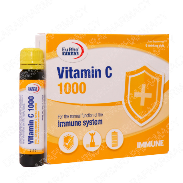 ویال خوراکی ویتامین C 1000 میلی گرم یوروویتال 6 عددی