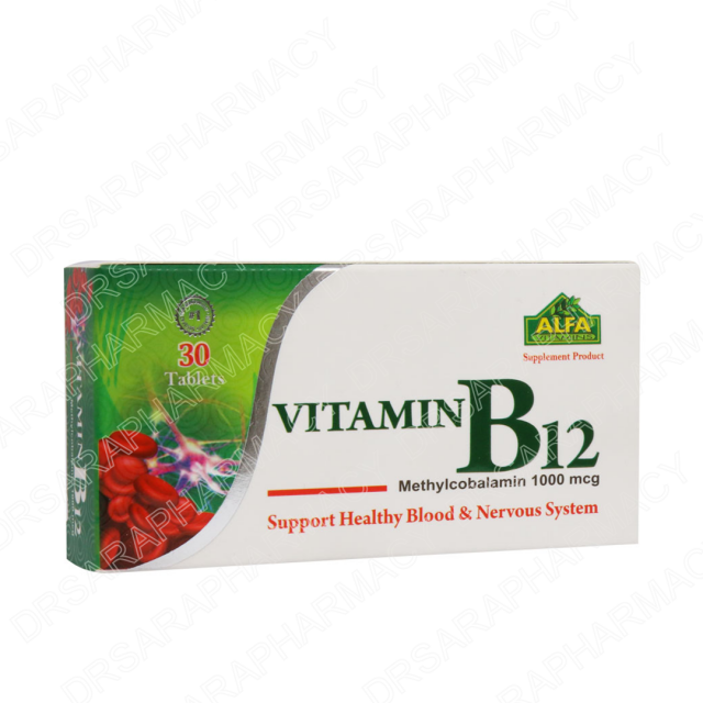قرص ویتامین B12 1000 میکروگرم آلفا ویتامینز 30 عددی