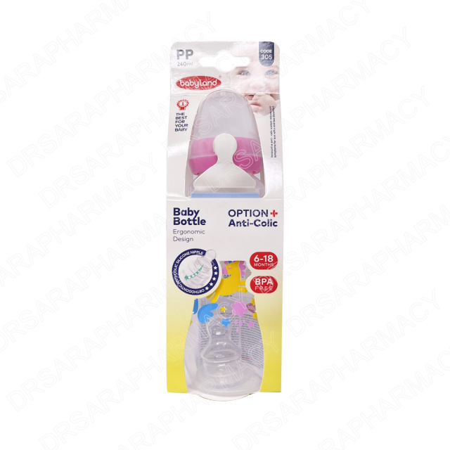 شیشه شیر بیبی لند کد 305 مناسب 6 تا 18 ماه 240 میلی لیتری