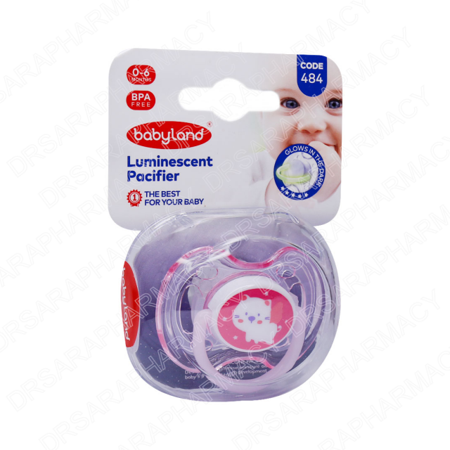 پستانک ارتودنسی شب تاب بیبی لند کد 484 مناسب نوزادان از بدو تولد تا 6 ماهگی