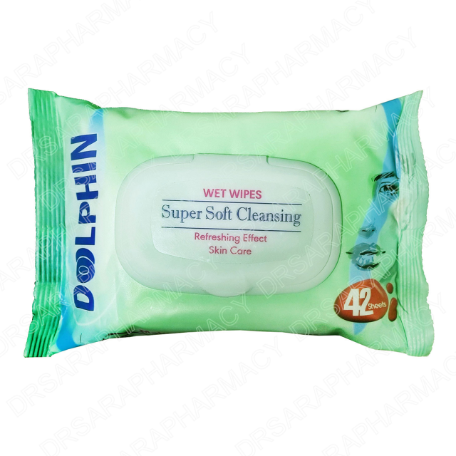 دستمال مرطوب پاک کننده آرایش دلفین 42 عددی