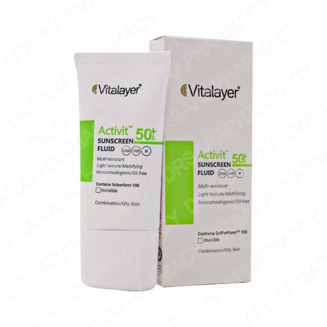 فلوئید ضد آفتاب SPF50 پوست چرب اکتی ویت ویتالیر 50 میلی لیتر