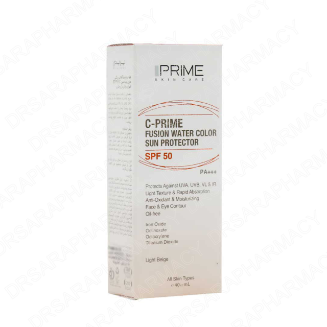 فلوئید ضد آفتاب SPF50 فیوژن واتر پرایم حاوی ویتامین C حجم 40 میلی لیتری