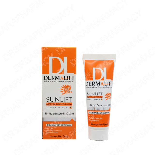 کرم ضد آفتاب سان لیفت فاقد چربی بژ روشن درمالیفت
