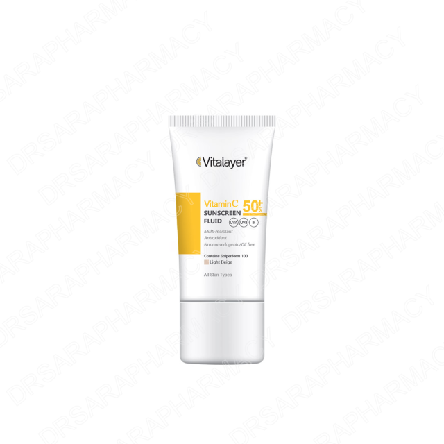 فلوئید ضد آفتاب SPF50 حاوی ویتامین C ویتالیر بژ روشن