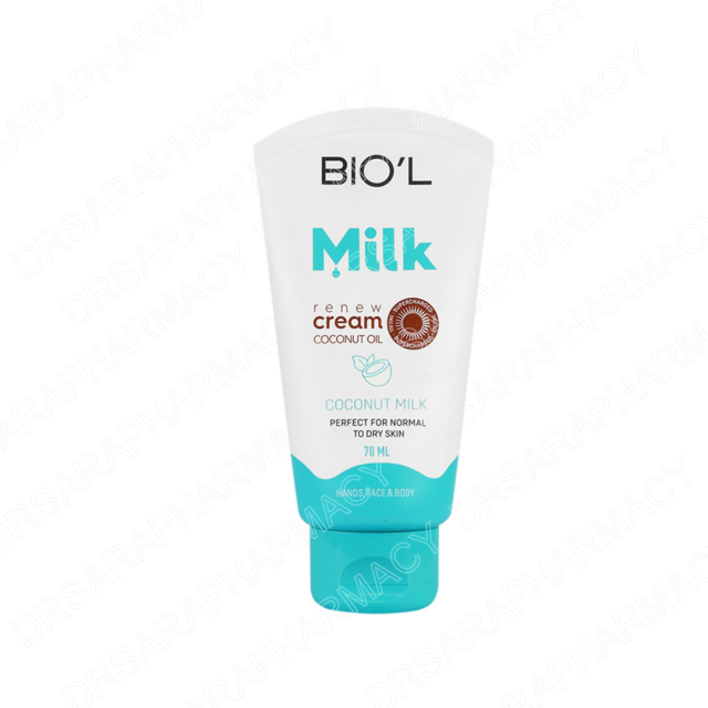 کرم مرطوب‌کننده دست و صورت بیول مدل Coconut Milk حجم 70 میلی‌لیتر