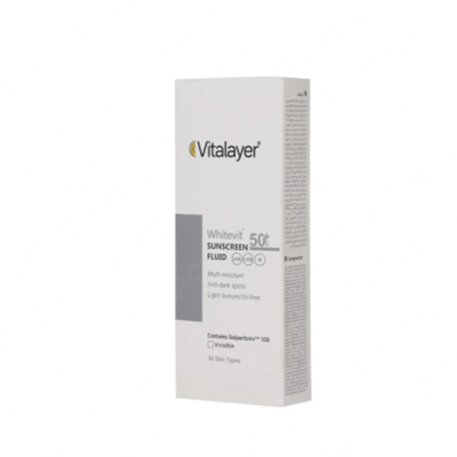 ضد آفتاب فلوئید وایت ویت ویتالیر (بی‌رنگ) SPF 50 | مناسب پوست تیره و لک‌دار | Vitaler White Vit