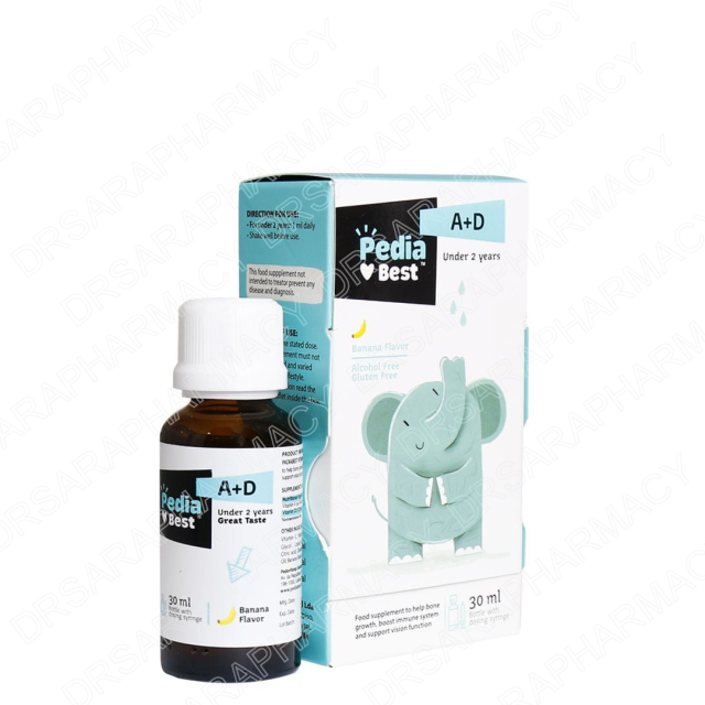 قطره ویتامین آ+د پدیابست با طعم موز