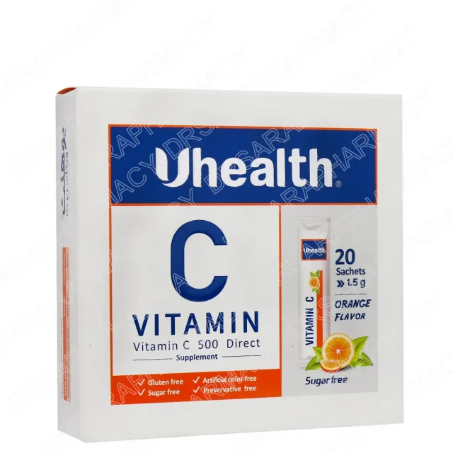 ساشه ویتامین C یوهلث 500 میلی گرم  فارمد سلامت سینا