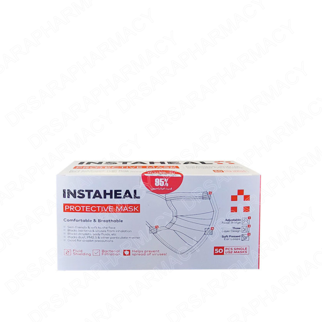 ماسک سه لایه اینستاهیل بسته 50 عددی رنگ سفید