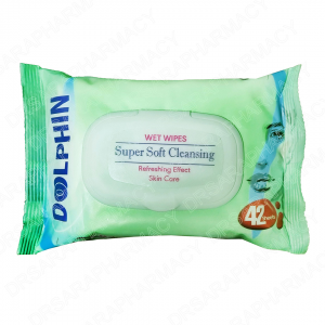 دستمال مرطوب پاک کننده آرایش دلفین 42 عددی