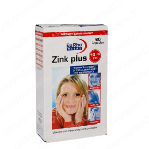 کپسول زینک پلاس یوروویتال 10 میلی گرم 60 عددی