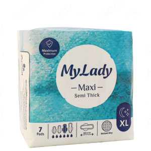 نوار بهداشتی مشبک مکسی نیمه ضخیم شب مای لیدی سایز XXL مناسب پوست حساس 7 عدد