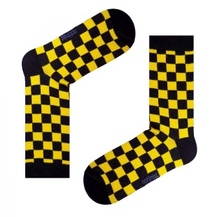 جوراب‌ شطرنجی مشکی و زرد 02