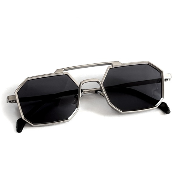 عینک آفتابی با فریم نقره‌ای مدل 2186-Wblc