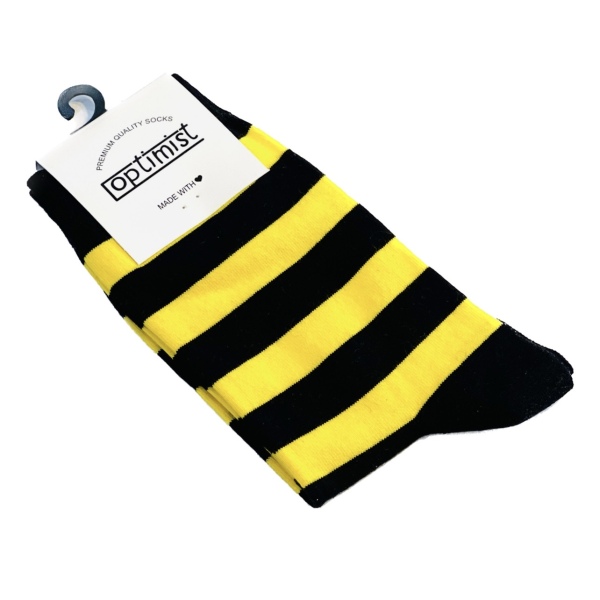 جوراب‌ مردانه ساق‌دار راه‌راه مشکی و زرد