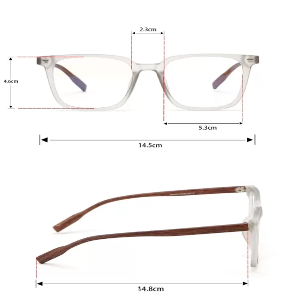 فریم عینک طبی با عدسی بلوکات مدل Tr-75237-Gry