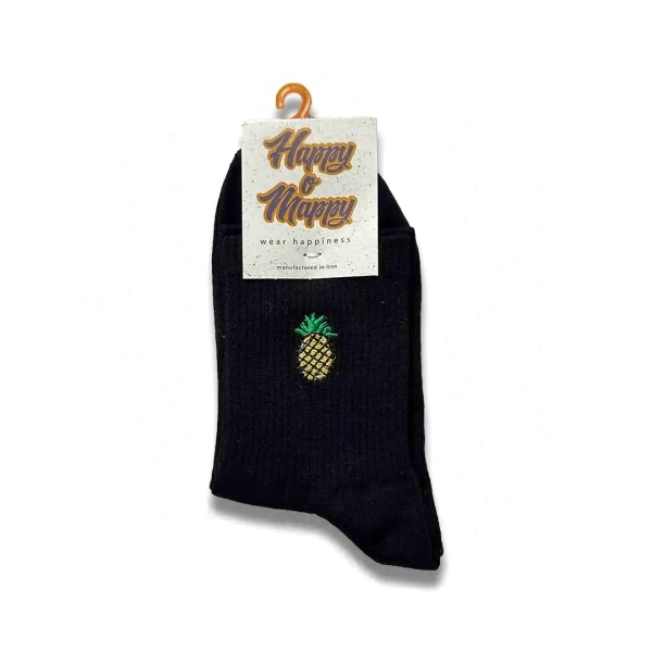 جوراب‌ ساق‌دار گلدوزی مدل آناناس مشکی