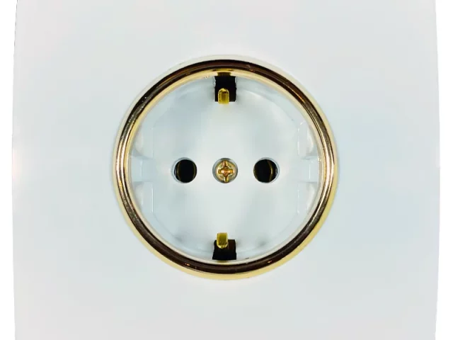 پریز برق ارت  محافظ دار مدل کریستال سفید صنایع آسیا الکتریک