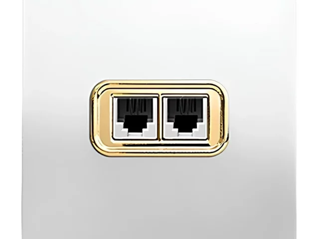 پریز تلفن پاناسونیک دوقلو مدل کریستال سفید صنایع آسیا الکتریک