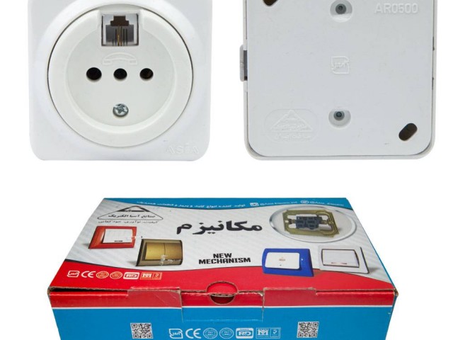 پریز تلفن دومنظوره مدل رز روکار صنایع آسیا الکتریک