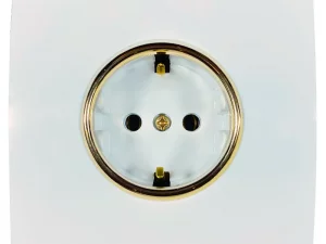 پریز برق ارت  محافظ دار مدل کریستال سفید صنایع آسیا الکتریک