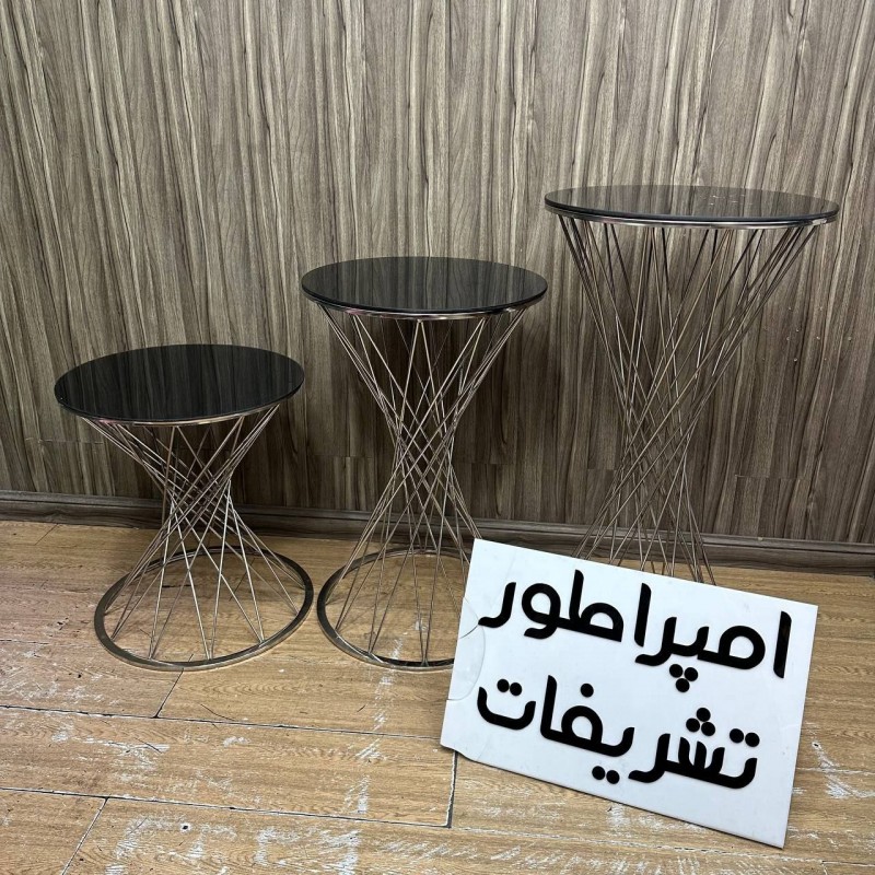 میز۳ سایز پیچ میله نازک نقره ای